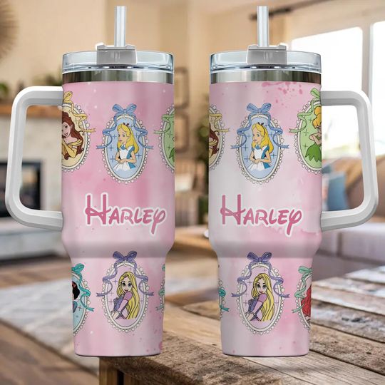 Discover Custom Coquette Disney Princess Tumbler 40oz Personalized Engraved Travel Cup for Disneyland, Custom Gift for Her