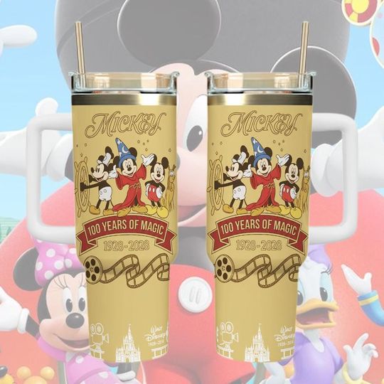 Discover Mickey 100 Years of Magic 19282028 Tumbler, Disney Anniversary Stainless Steel Cup, Mickey Mouse Tumbler, Mickey Disney Tumbler