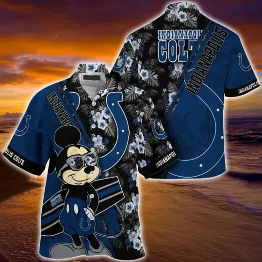 Discover Indianapolis Football Mickey Coastal Wave Hawaiian, Gift For Fans, Gift For Friends