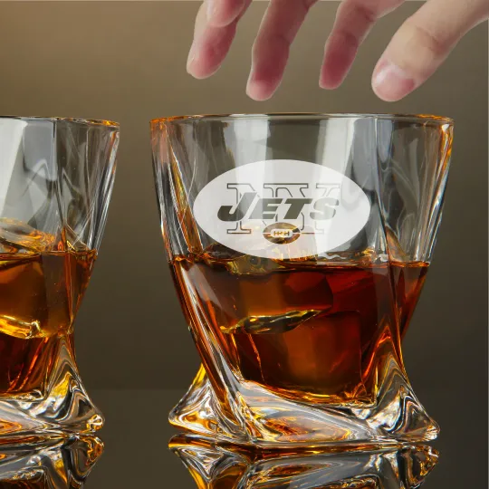 Engraved New York Jets Whiskey Glass – Twisted Whiskey Glasses