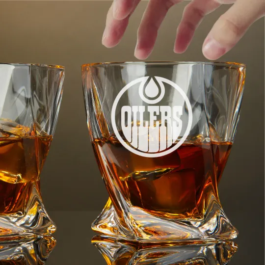 Engraved Edmonton Oilers Whiskey Glass – Twisted Whiskey Glasses