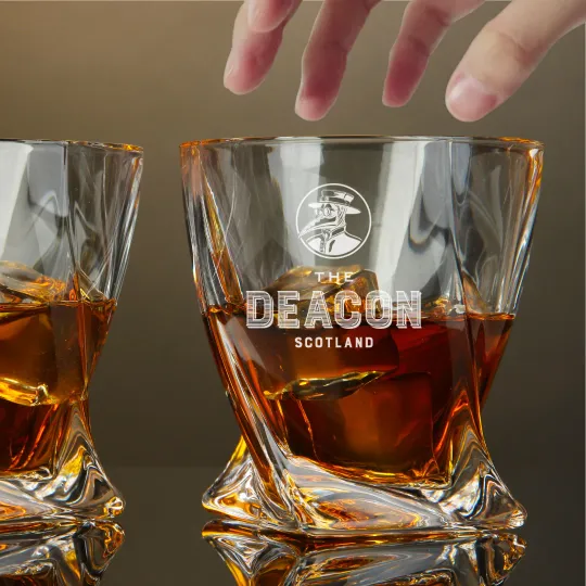 Discover Engraved The Deacon Scotland Whiskey Glass – Twisted Whiskey Glasses