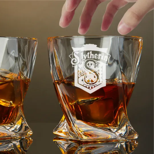 Harry Potter House Slytherin Whiskey Glass – Twisted Whiskey Glasses