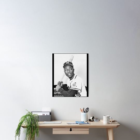 Hammerin' Hank Aaron Bw Poster