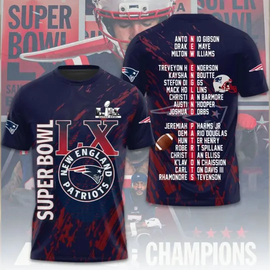Discover New England Patriot 2025 AFC Champions 3D Shirt