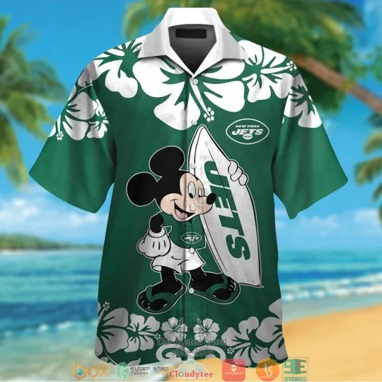 Discover New York Football Mickey Mouse Hawaiian Shirt, Short Sleeve Hawaiian For Fans