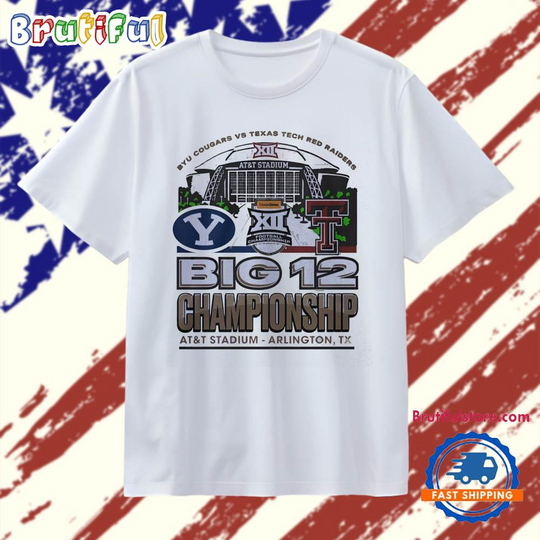 Discover Byu Vs Texas Tech 2025 Big 12 Football Championship Att Stadium T Shirt