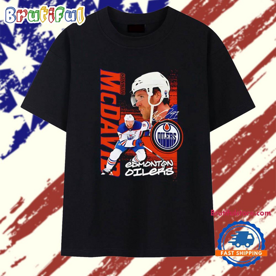 Discover Connor McDavid Edmonton Oilers signature graphic T Shirt