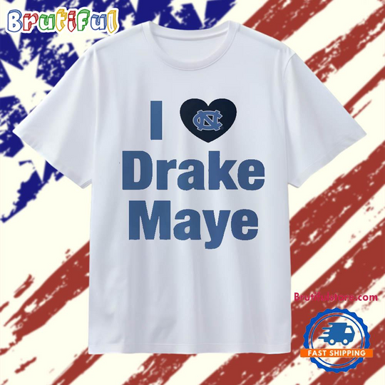 I love Drake Maye North Carolina Tar Heels football in heart shape T Shirt