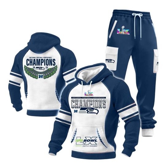 Discover Seattle Seahawks 2025 NFC Champions Limited Edition Waffle Hoodie Set