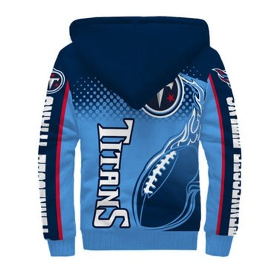 Tennessee Titans Fleece Jacket Printed Ball Flame 3D