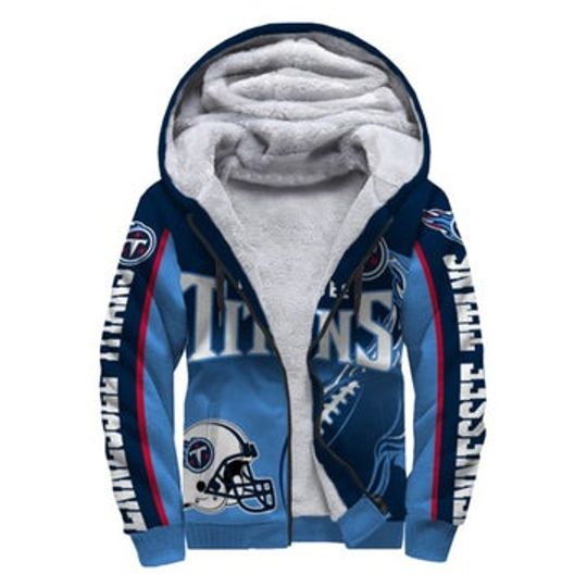 Tennessee Titans Fleece Jacket Printed Ball Flame 3D
