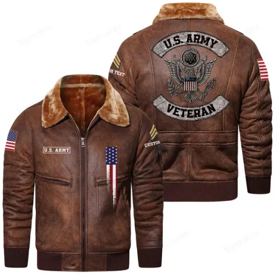 Customized U.S.Army Veteran Fur Lapel Leather