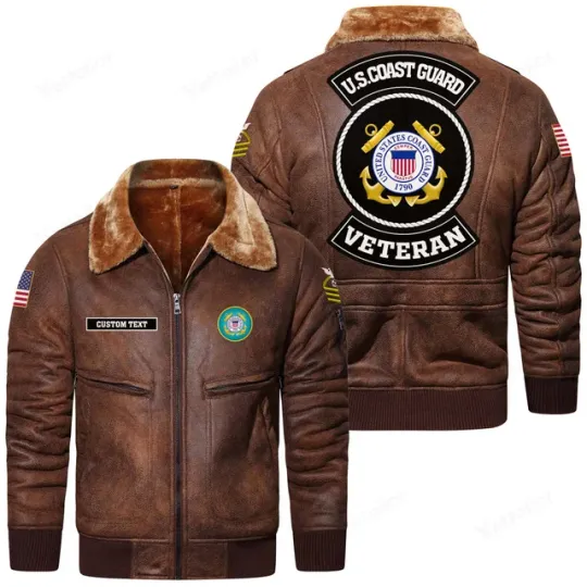 Customized U.S. Coast Guard Legacy Fur Lapel Leather Jacket