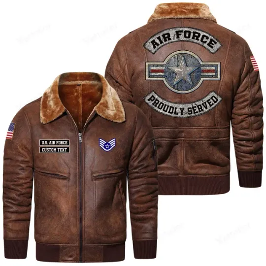 Customized U.S. Air Force Fur Lapel Leather Jacket