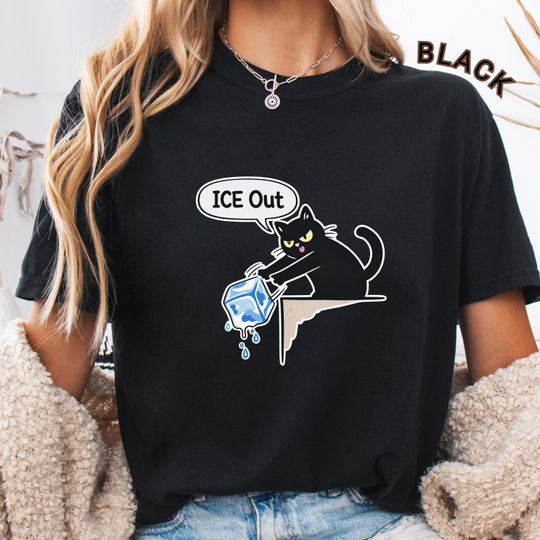 Anti ICE Cat Shirt, Minimalist ICE Out Shirts, Abolish ICE Protest, No Human is Illegal Tee