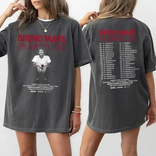 Discover Bruno Mars The Romantic Tour 2026 Shirt, Bruno Mars Concert