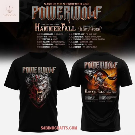 Discover Powerwolf Wake Up The Wicked 2026 World Tour 3D Shirt