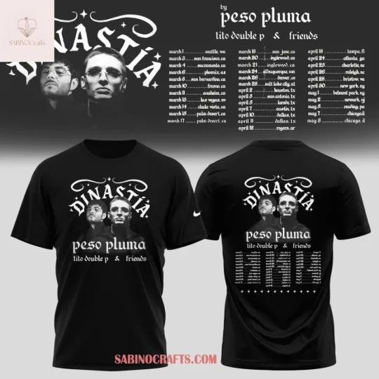 Discover Peso Pluma x Tito Double P 2026 Dinastia World Tour 3D Shirt