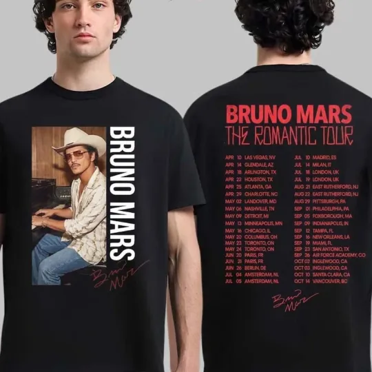 Bruno Mars The Romantic Tour 2026 T-shirt