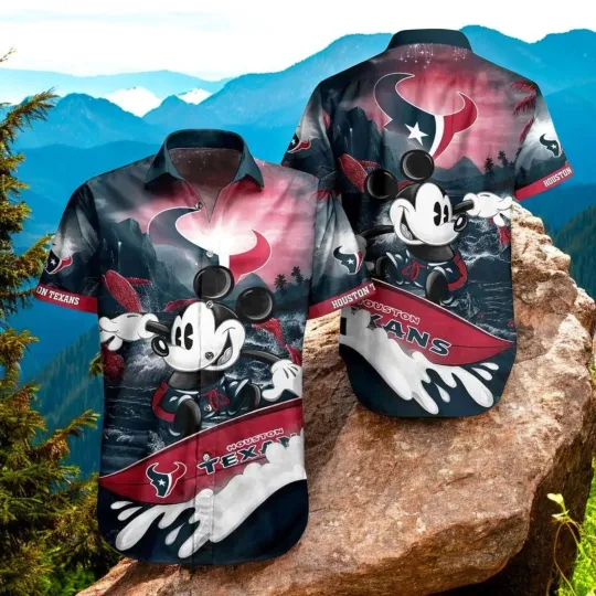Discover Houston Football Mickey Mouse Cool Surfing Hawaiian Shirt