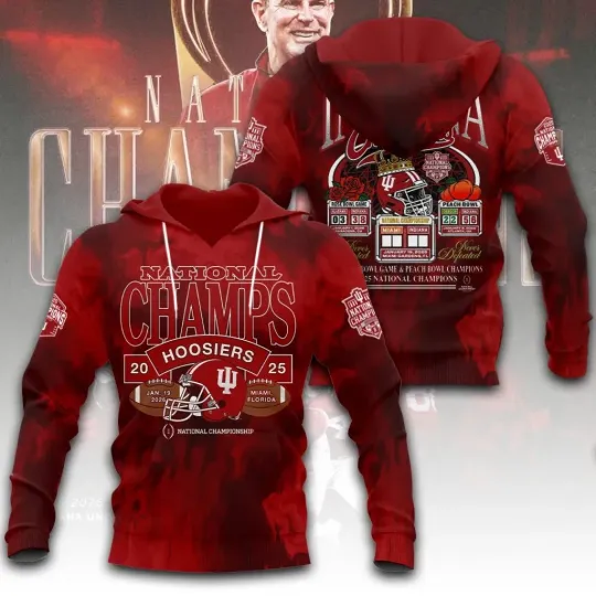 Discover Hoosiers Football 2025 National Champions 3D Apparel Hoodie