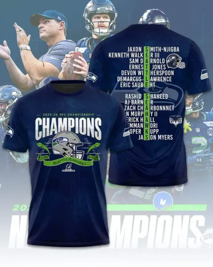 Discover Seahawks 2026 NFC Champions 3D Shirt