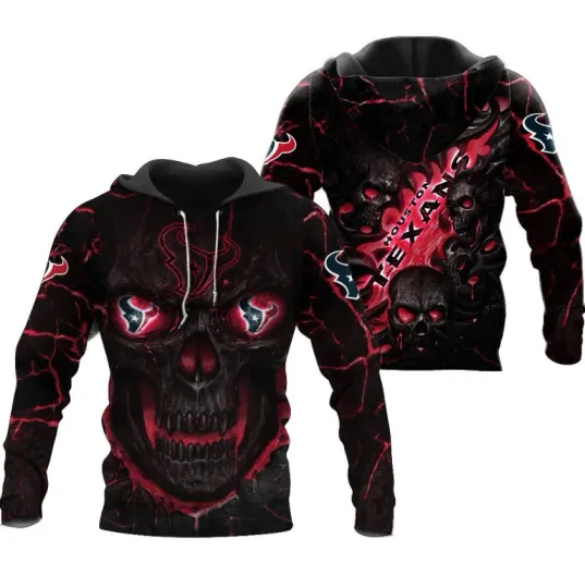 Discover Houston Texans Lava Skull 3D All Over Print Hoodie