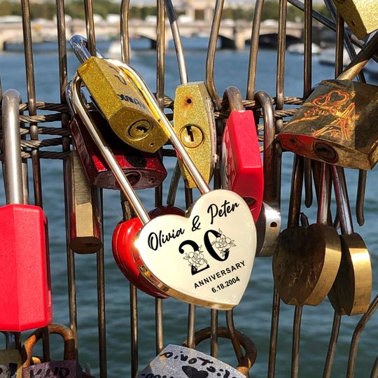 Elegant Gold Heart Love Lock, Custom Engraved Romantic Padlock Gift