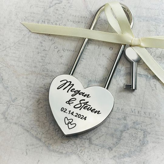 Engraved Heart Padlock, Custom Love Lock, Anniversary Gift