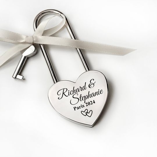 Discover Personalized Silver Love Lock, Engraved Heart Padlock, Valentine's Gift
