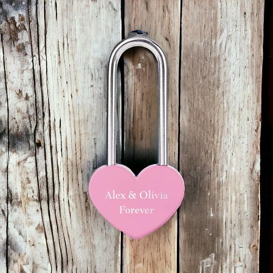 Personalized HEART LOVE LOCK Padlock Bridge Wedding Couple Engagement Anniversary Gift, Valentine's Gift
