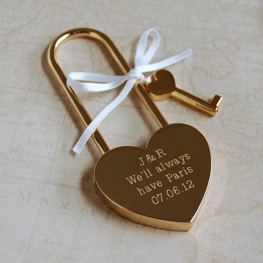 Personalised Love Padlock, Engagement Love Lock, Paris Padlock, Engraved Heart Padlock