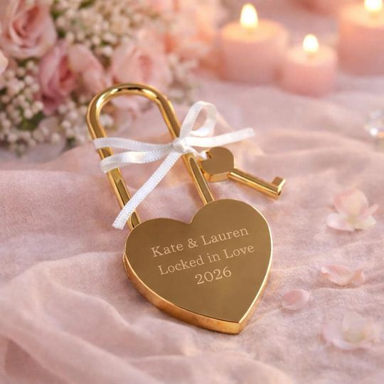 Personalized Engraved Heart Lock, Heart Padlock Anniversary Gift