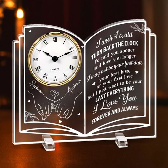 Custom Acrylic Desk Clock - Personalized Anniversary Wedding Gifts For Husband And Wife, Him And Her - Choosing Each Other Every Morning