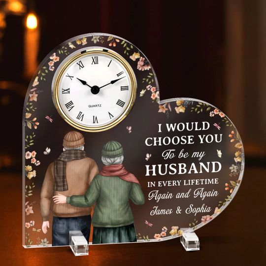Discover Custom Acrylic Desk Clock - Personalized Anniversary Wedding Gifts For Husband And Wife, Him And Her - Side By Side Always Us