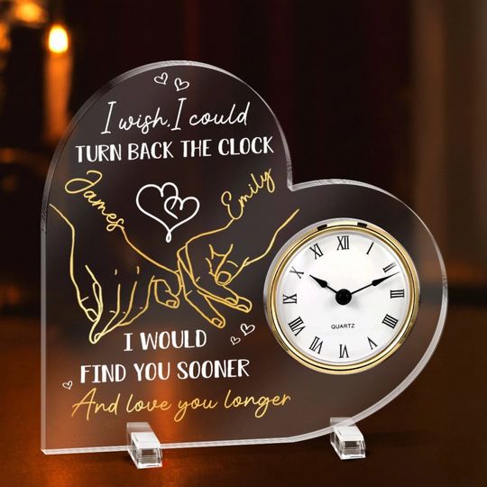 Custom Acrylic Desk Clock - Personalized Anniversary Wedding Gifts For Husband And Wife, Him And Her - My Favorite Place Is You
