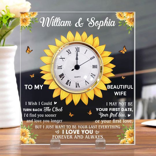 Discover To My Wife Gift I Wish I Could Turn Back The Clock - Personalized Acrylic Desk Clock