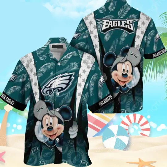 Discover Cool Disney Mickey Mouse Philadelphia Eagles Hawaiian Shirt