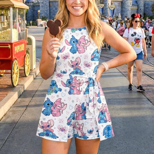 Discover Tropical Lilo and Stitch Tennis Skirt, Angel Disneybound Tennis Skort, 626 Day Hawaiian Couple RunDisney Outfit with Pockets