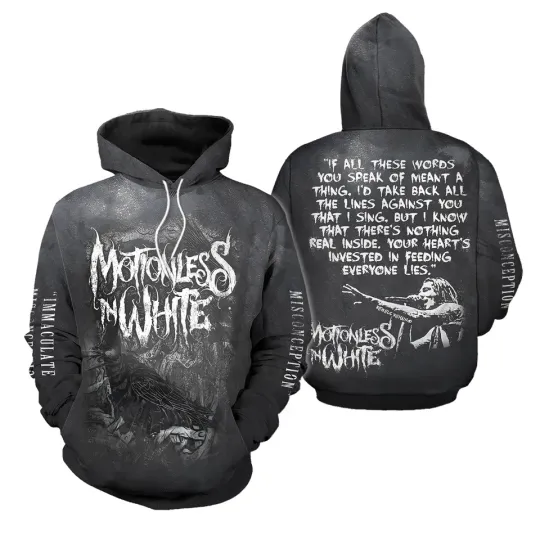Discover Motionless In White Scoring The End Of The 2023 Music 3D Hoodie