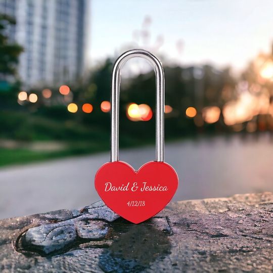 Discover Personalized HEART LOVE LOCK Padlock Bridge Wedding Couple Engagement Anniversary Gift