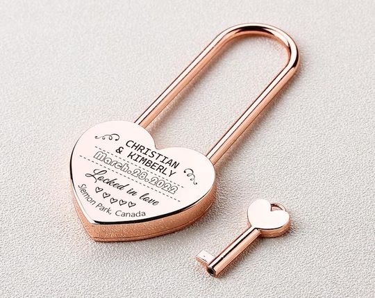 Personalized Heart Love Lock with Key, Personalised Lock for Love, Love locks, Custom Wedding Engagement Anniversary Couple Gifts