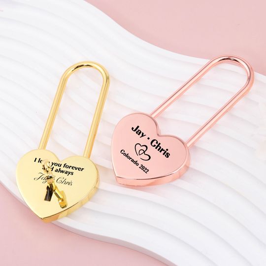 Discover Personalized Heart Love Lock with Key, Padlock With Key Engraved Heart Padlock Unique Anniversary Gift
