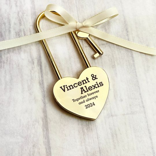 Personalized Wedding Love Lock Custom Engraved Couple Padlock, Valentines Day Romantic Lover