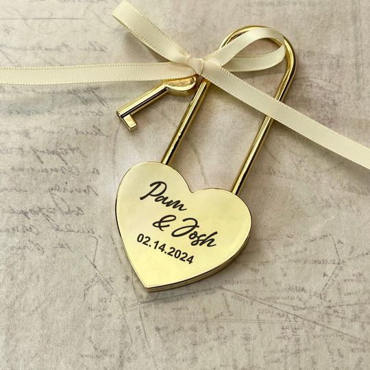 Personalized Gold Love Lock  Engraved Anniversary Keepsake