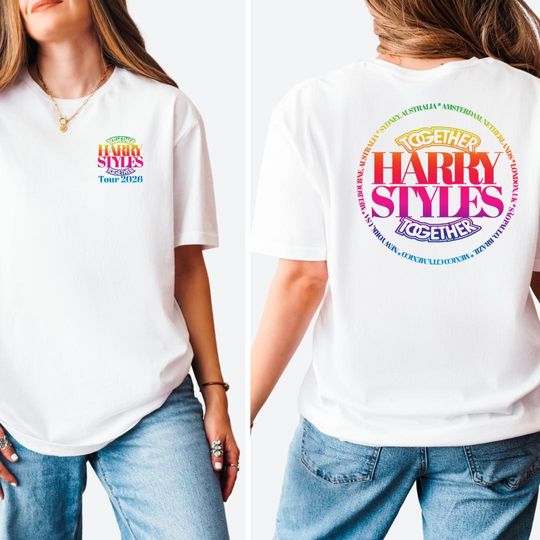Discover Harry Together Tour 2026 T-Shirt | Colorful Fan Made Concert Tee