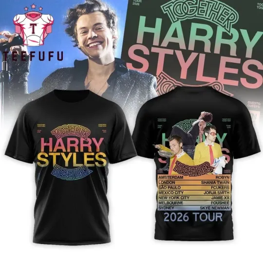 Discover Harry Together 2026 Tour Cities List Black T-Shirt Unisex