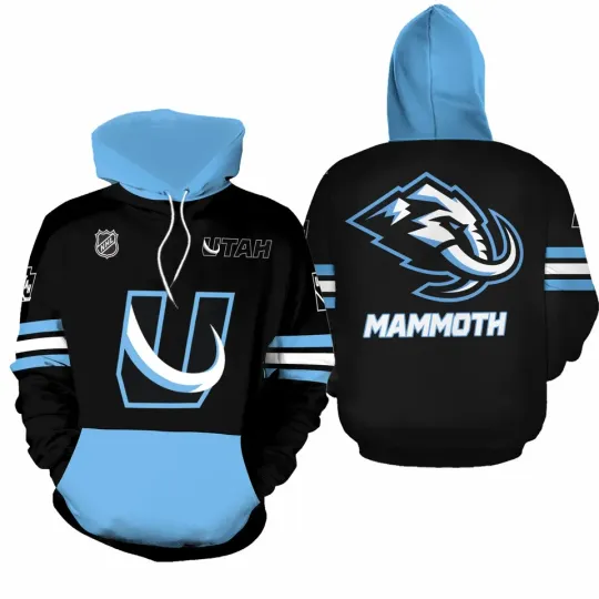 Discover Utah Mammoth 2025 Hoodie – 3D Printed Black Pullover for Sports Fans