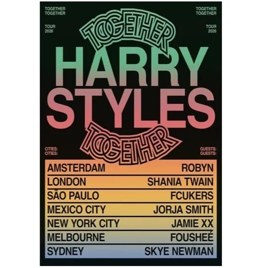 Discover Harry Together Together World Tour Cities List Poster 2026